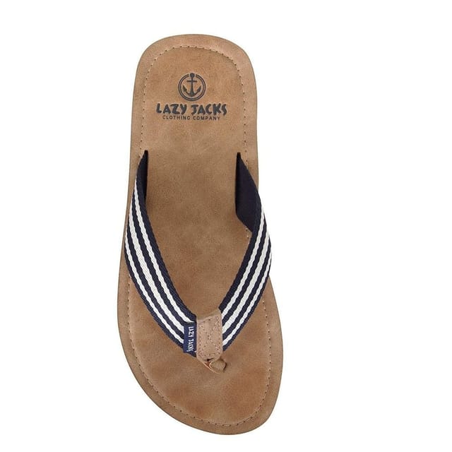 Lazy Jacks Lazy Jacks Men's Contrast Striped Flip Flops in Brown - 3