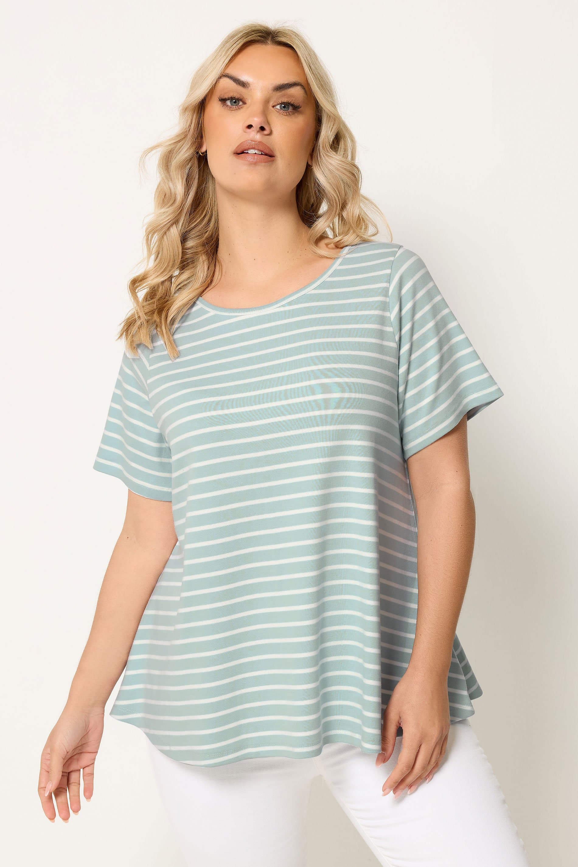 Yours Plus Size Blue Stripe Swing Top