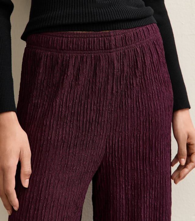 New Look Women's Burgundy Textured Jersey Wide Leg Trousers New Look - 2