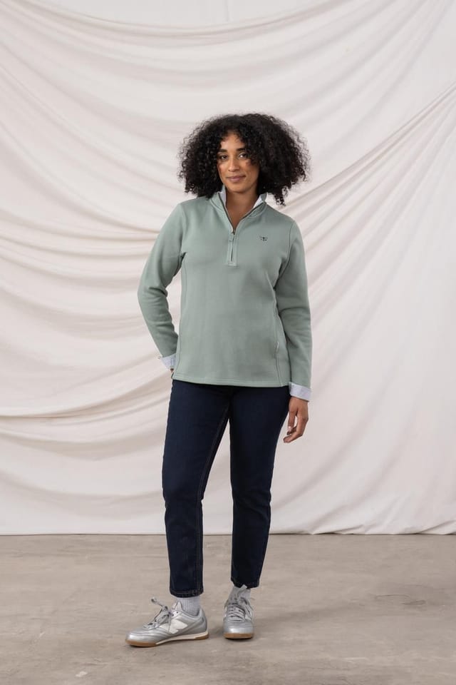 Lighthouse Clothing Lighthouse Clothing Women's Shore Sweatshirt Cotton Funnel Neck Jersey in Light Green - 2