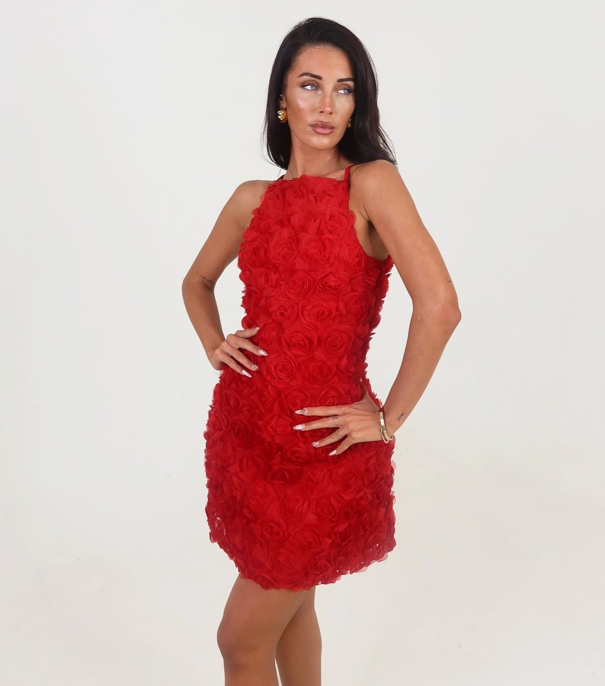 AX Paris Women's Bright Red Rose Applique Racer Mini Dress AX Paris New Look