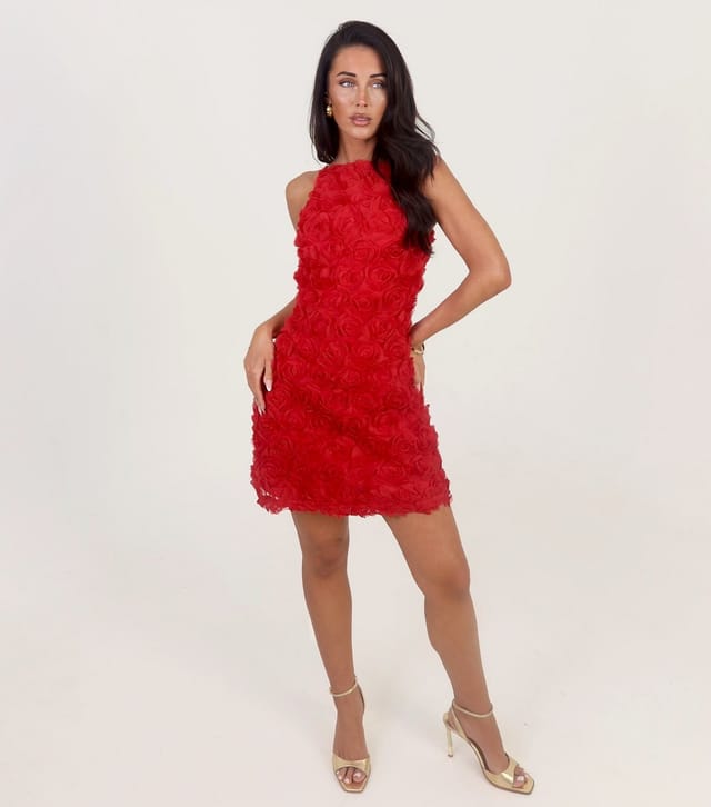 AX Paris Women's Bright Red Rose Applique Racer Mini Dress AX Paris New Look - 2