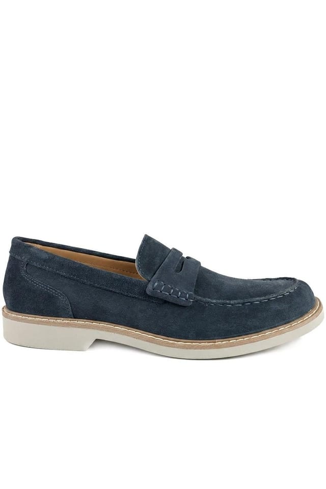 Jones Bootmaker Jones Bootmaker Men's Ryland Wide Fit Leather Loafers in Navy - 2