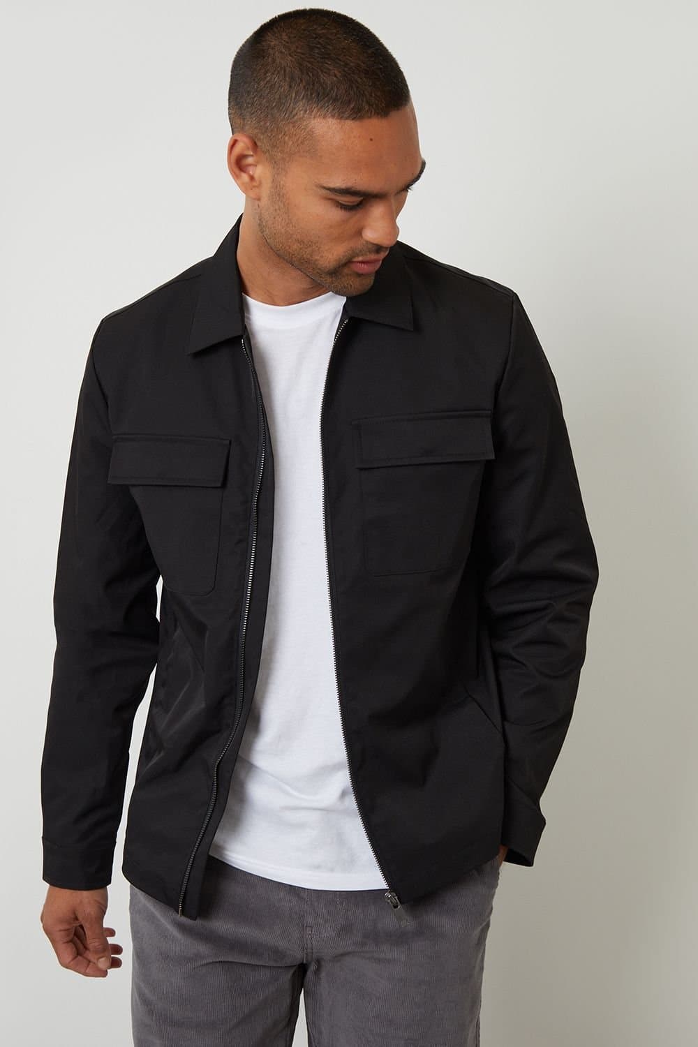 Threadbare Threadbare Men's Lightweight Collared Zip Up Jacket in Black