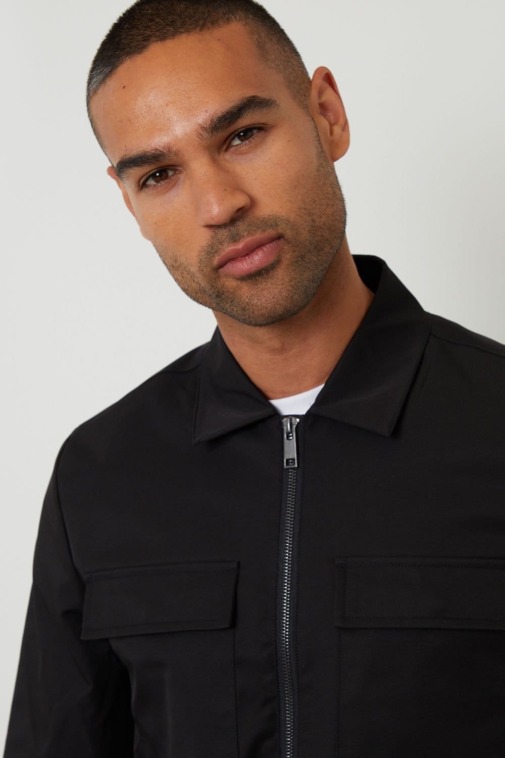 Threadbare Threadbare Men's Lightweight Collared Zip Up Jacket in Black - 4
