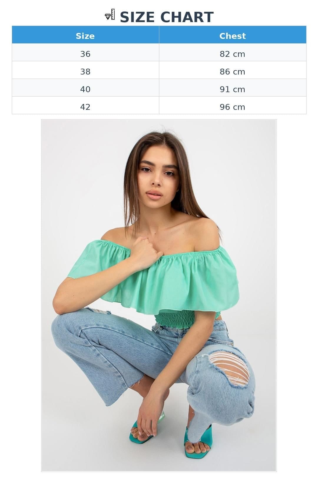 Love Lace Love Lace Women's Off Shoulder Ruffle Cotton Boho Blouse in Green - 4