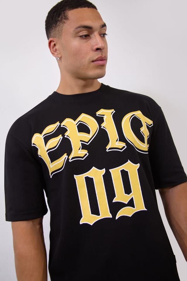 LONDON ATTITUDE LONDON ATTITUDE Men's Black Over Size “Epic 09" Originals T-Shirt - 3