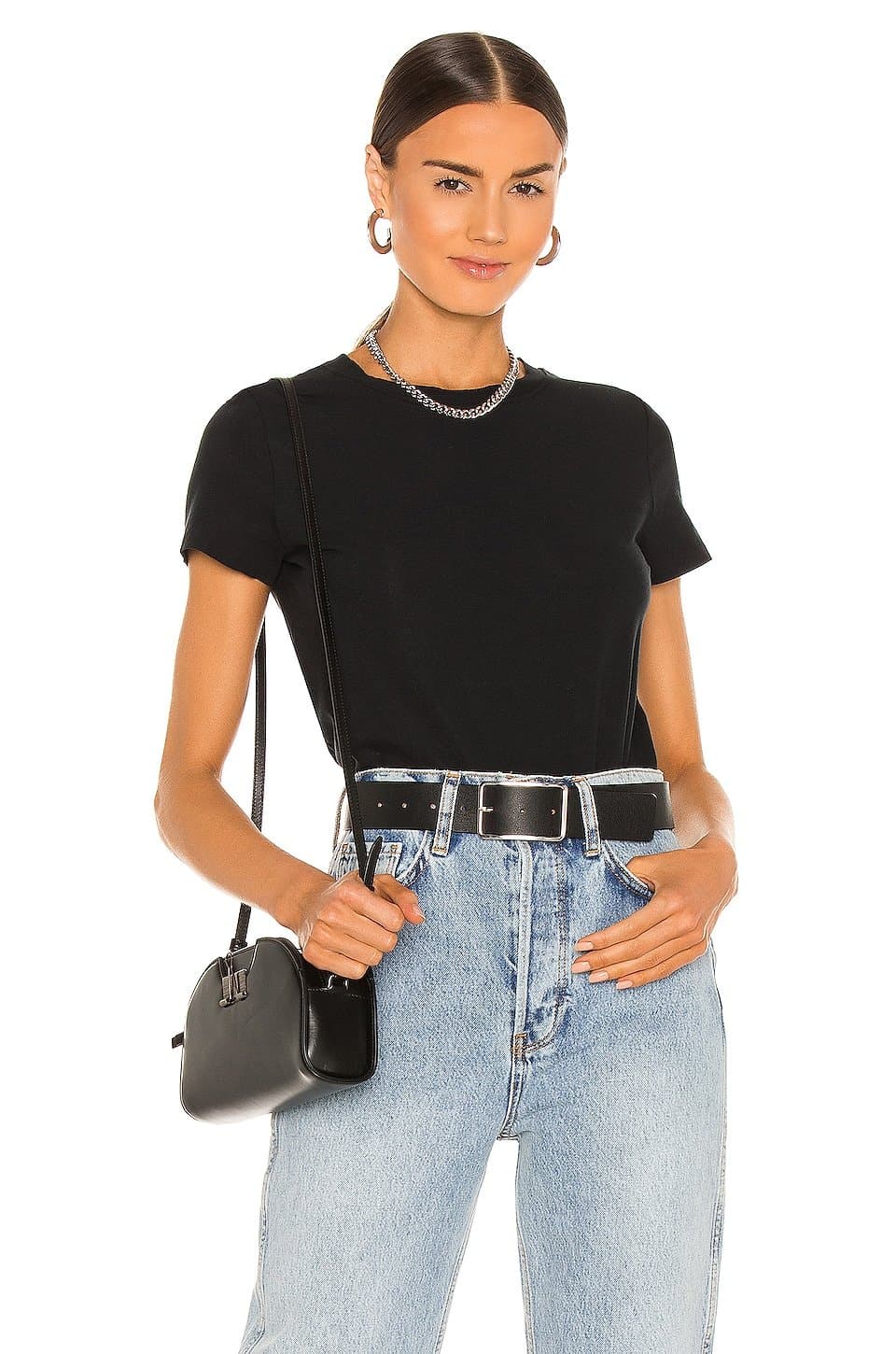 revolve Revolve Black Cotton Crewneck Bodysuit