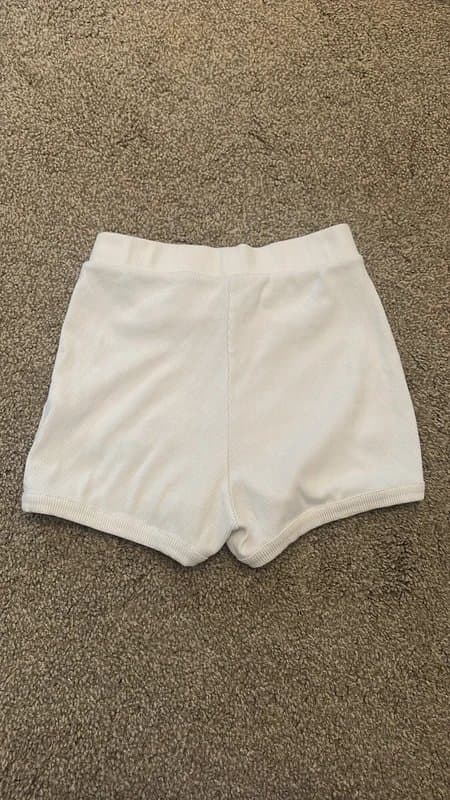 Zara Zara white ribbed New York slogan shorts