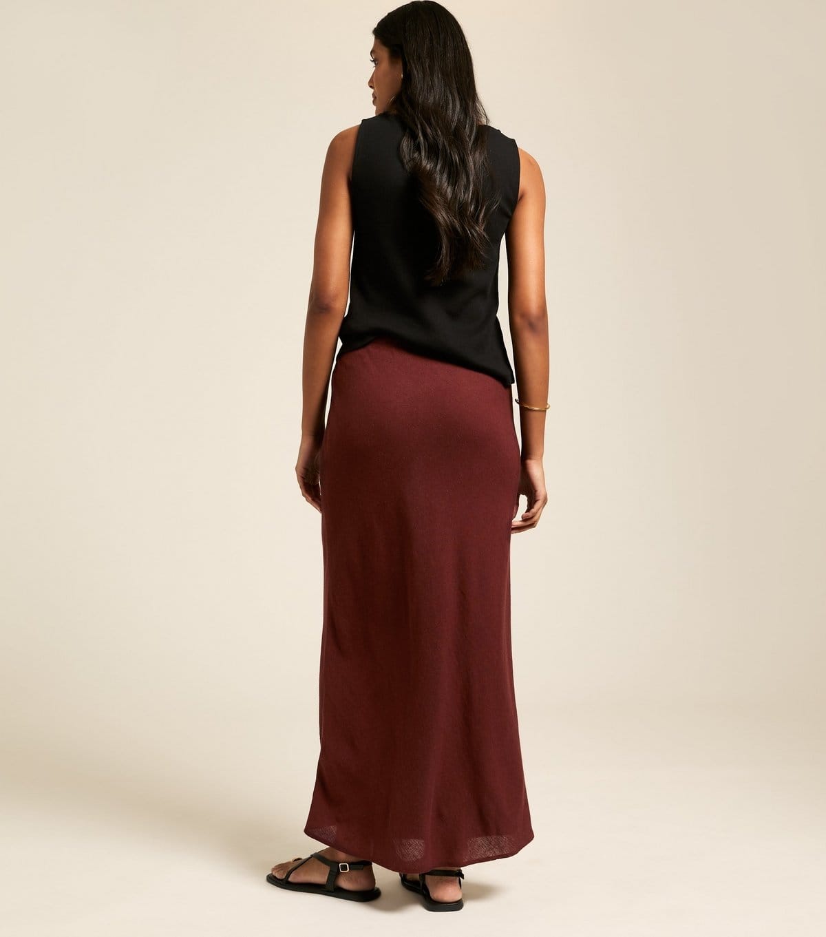 New Look Women's Dark Brown Linen Blend Bias Cut Midi Skirt New Look - 4