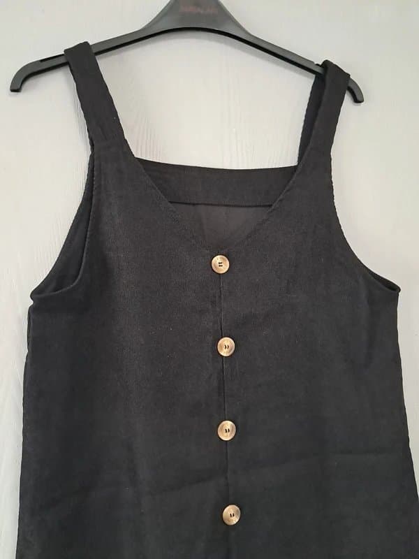 Shein Shein button front black corded pinafore