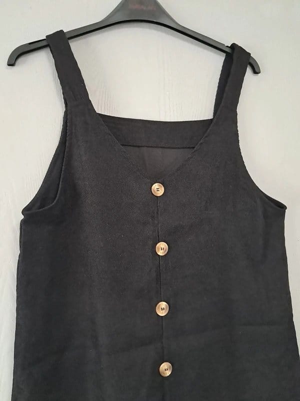 Shein Shein button front black corded pinafore - 1
