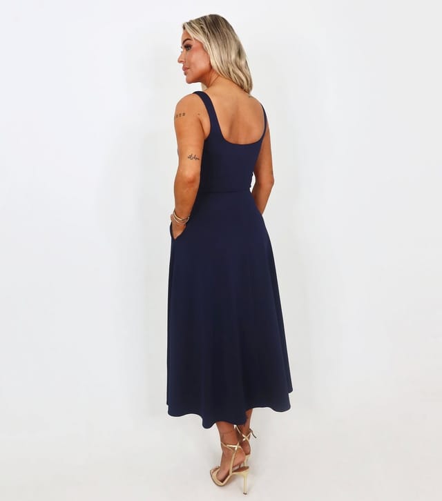 AX Paris Women's Navy Square A-Line Midi Dress AX Paris New Look - 3