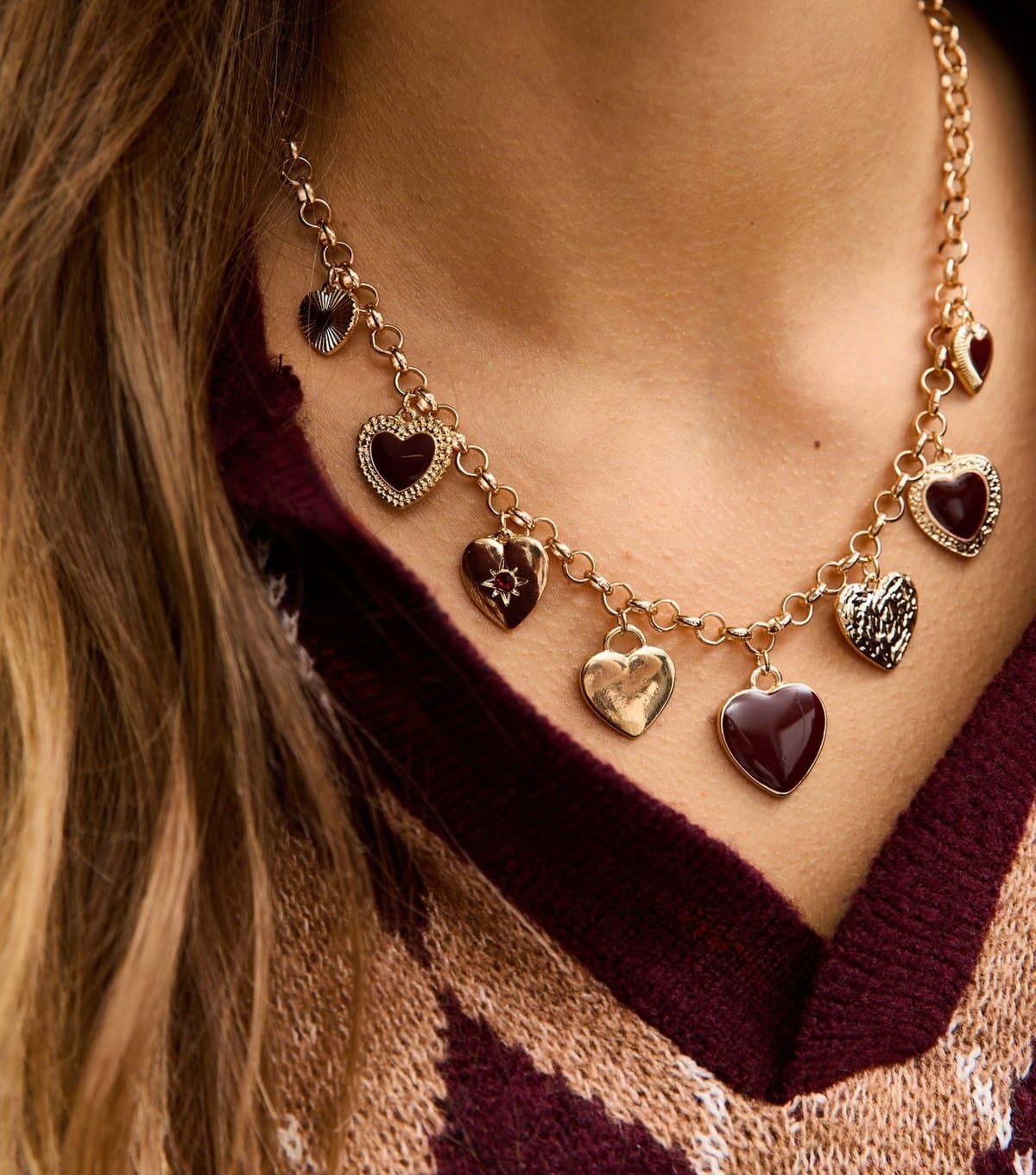 New Look Gold Tone Heart Charm Necklace New Look