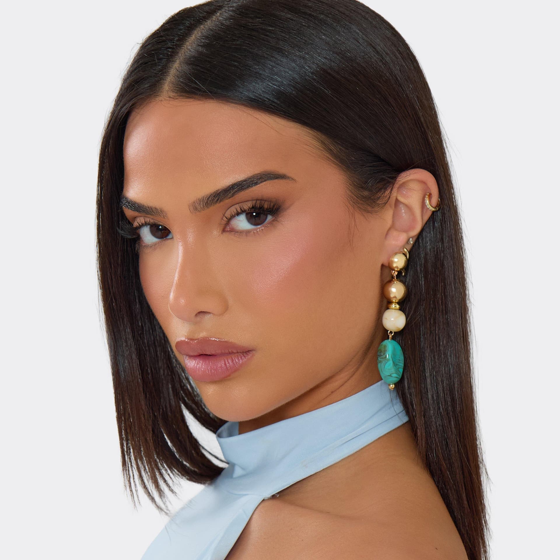 EGO EGO Blue Multi Stone Drop Earrings