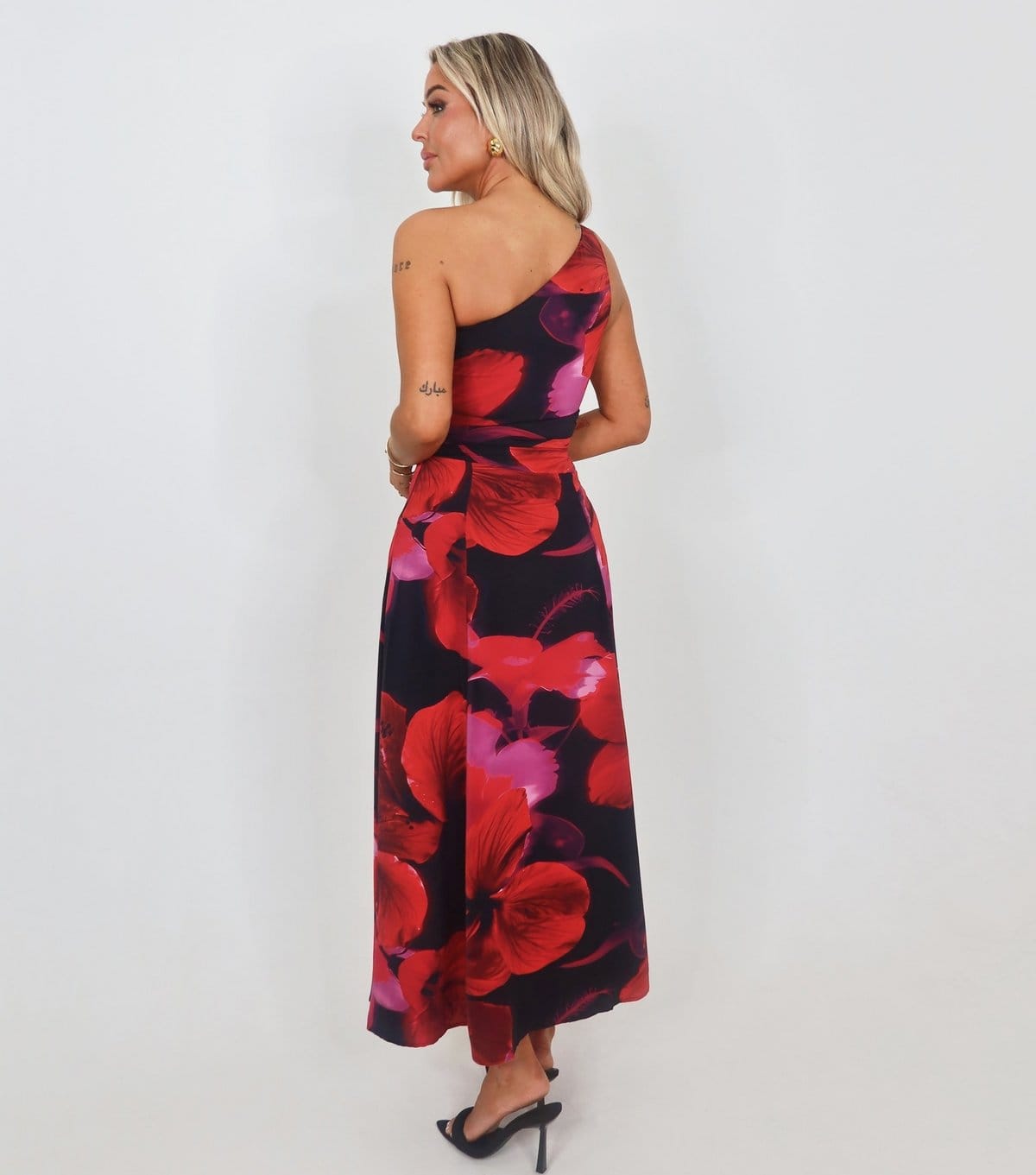 AX Paris Women's Red Floral One Shoulder Midi Dress AX Paris New Look - 4
