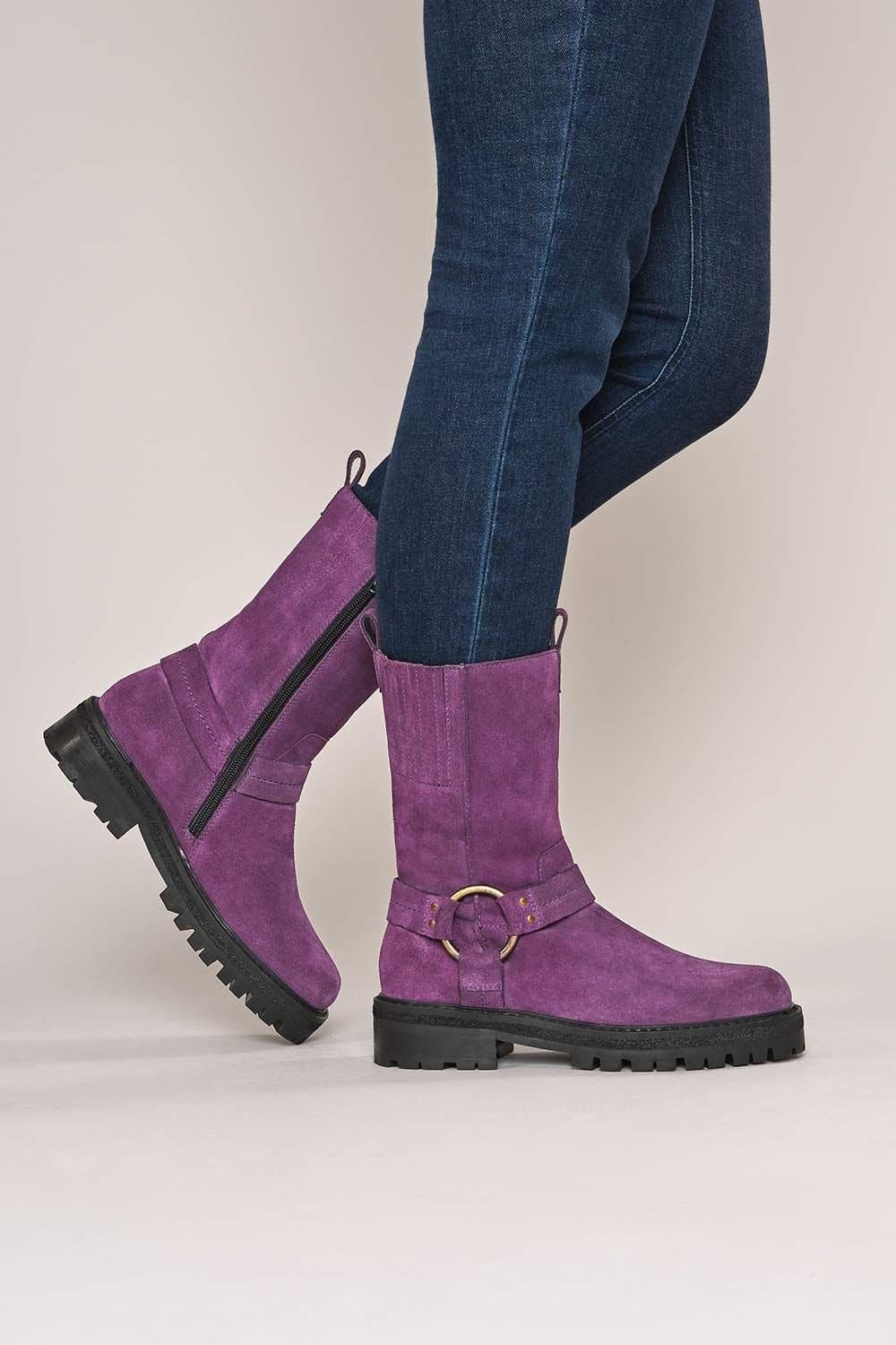 Moshulu Moshulu Women's 'Firth' Squared Toe Biker Boot in Plum