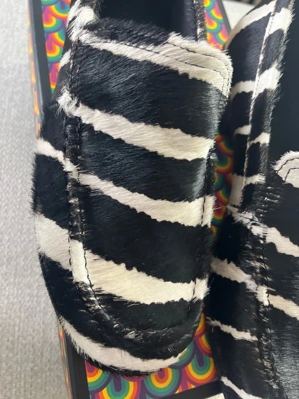 ASOS Design ASOS current stock Melva Premium clean round toe loafers in hair on real leather zebra print