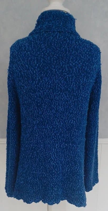 ROMAN Roman Originals Blue Textured Knit Cardigan – Size S Oversized Fit