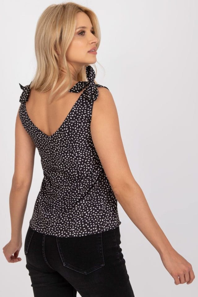 Love Lace Love Lace Women's Straight Cut Heart Neck Top with Tie Straps Style 168357 in Black - 3