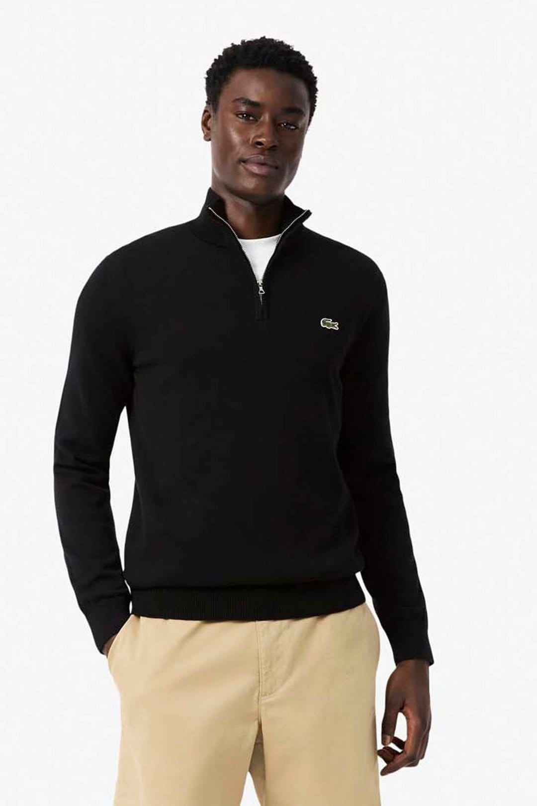 Lacoste Lacoste Men's 1/4 Zip Knit Jumper Black - 4