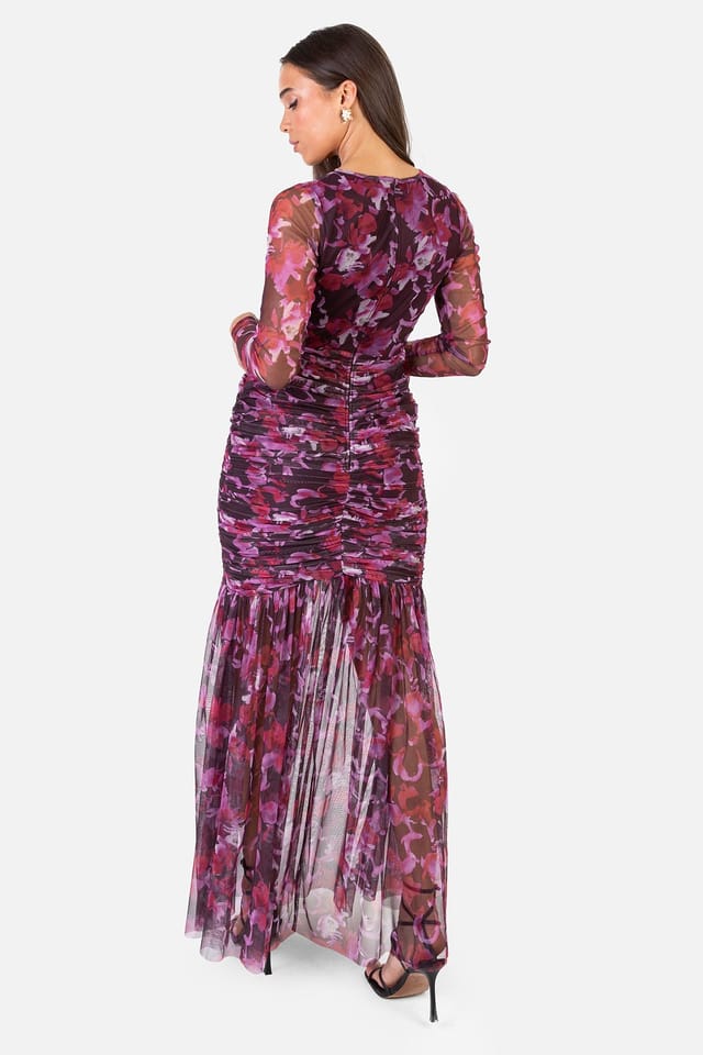 Anaya with Love Anaya with Love Women's Floral Ruched Maxi Dress in Purple - 2