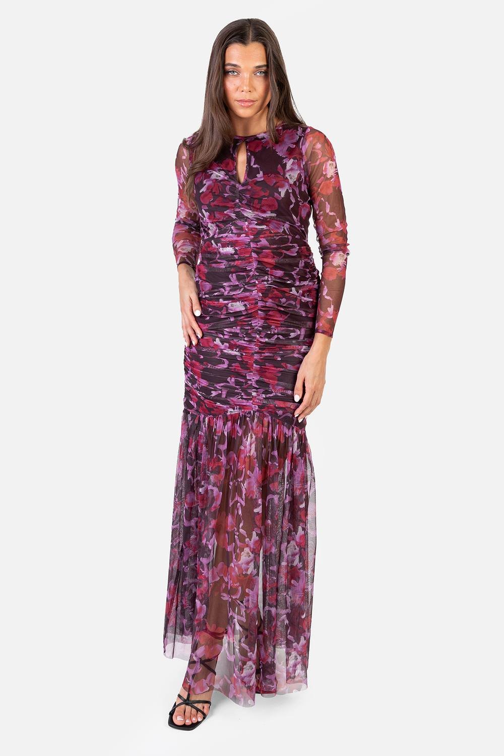 Anaya with Love Anaya with Love Women's Floral Ruched Maxi Dress in Purple - 4