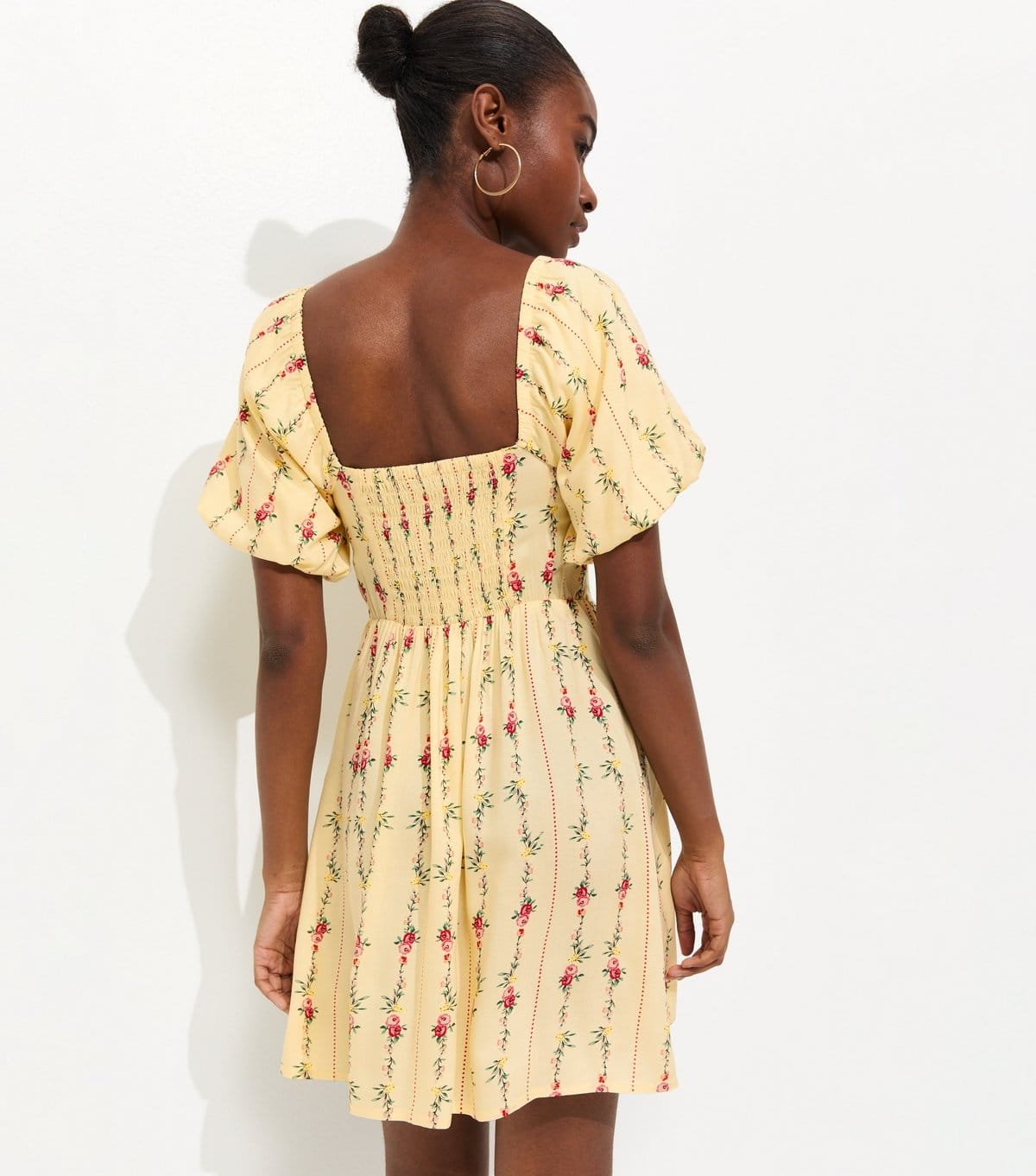 New Look Women's Yellow Rose Print Milkmaid Mini Dress New Look - 4