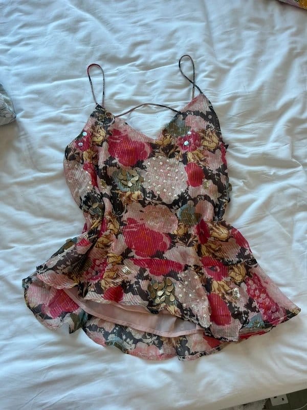 Never Fully Dressed Pink Floral Embellished Cami Top - Size 10