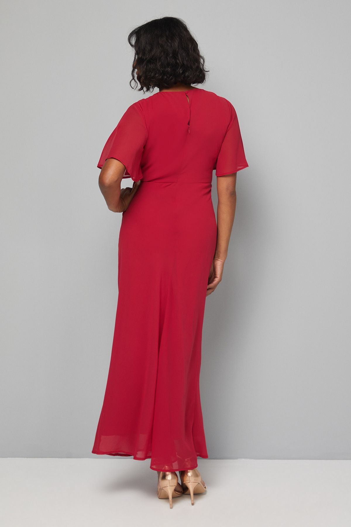 Wallis Wallis Women's Bias Cut Belted Maxi Dress in Red - 3