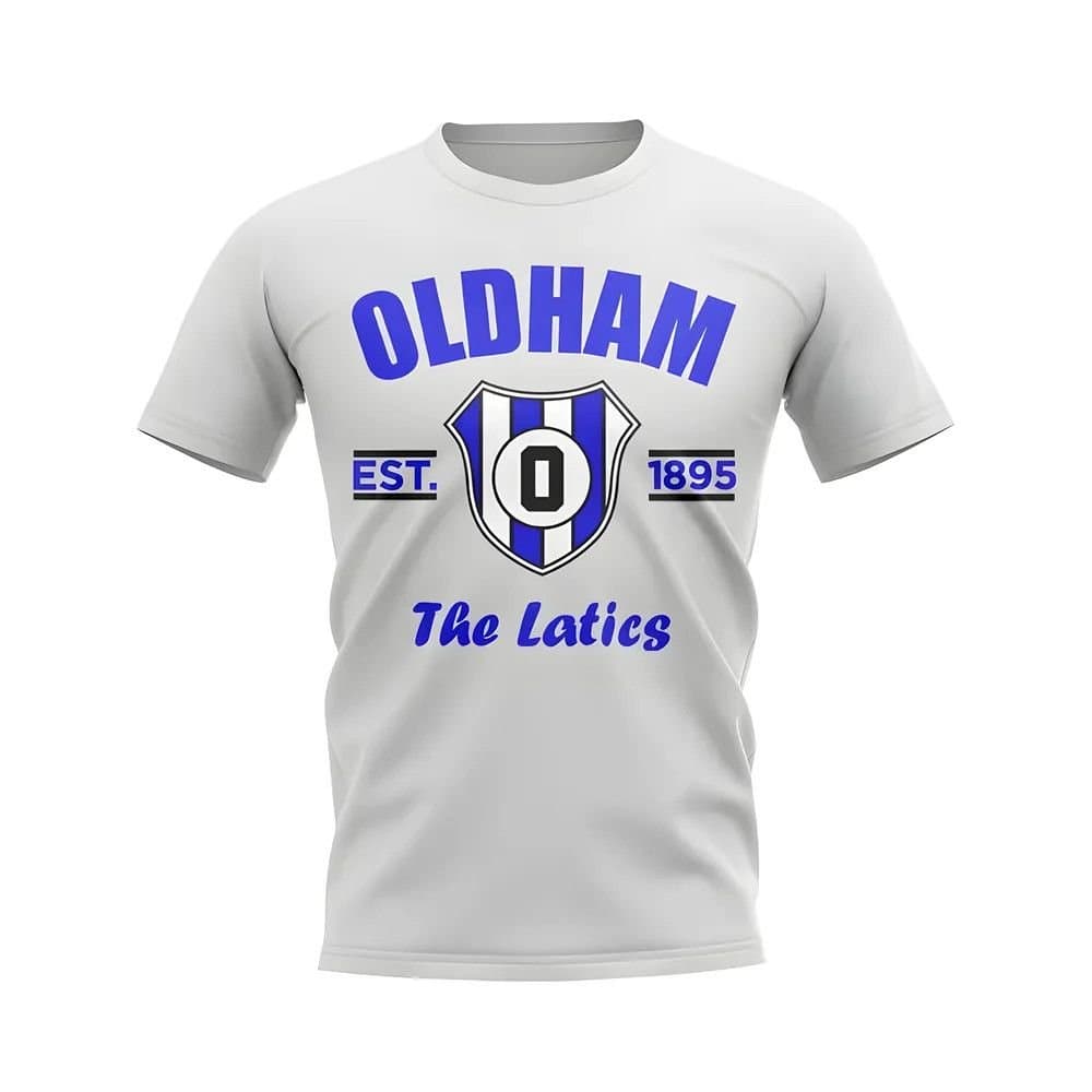 Oldham Oldham Men's Personalised Established Football T-Shirt in White