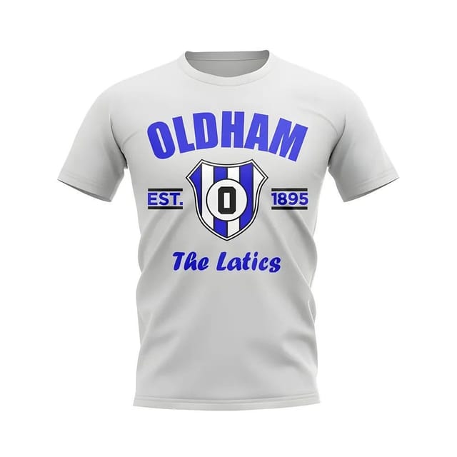 Oldham Oldham Men's Personalised Established Football T-Shirt in White - 2