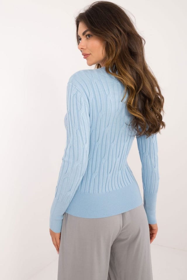 Love Lace Love Lace Women's Textured Viscose Blend Long Sleeve Sweater in Blue - 3