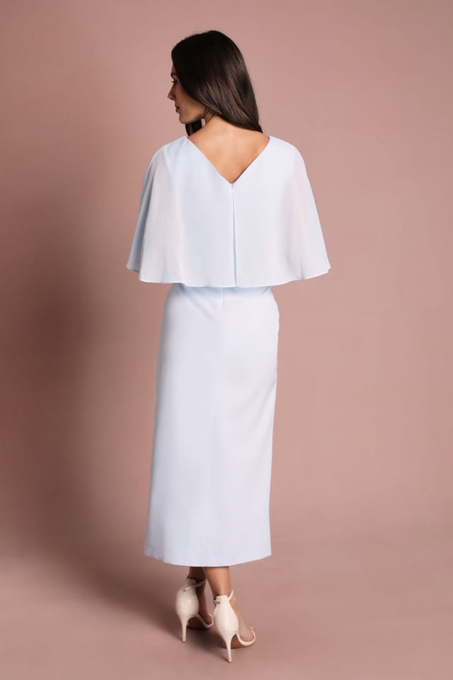 Coast Coast Women's Chiffon Cape Pencil Dress in Pale Blue - 3
