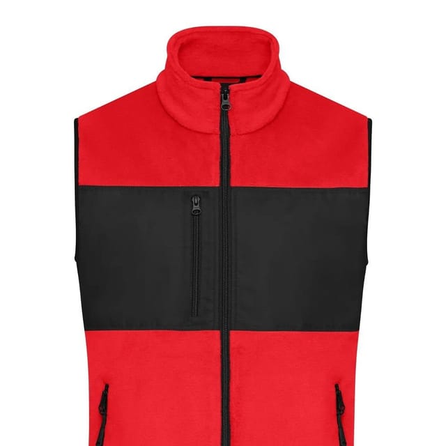 James and Nicholson James and Nicholson Men's Contrast Fleece Gilet in Red - 2