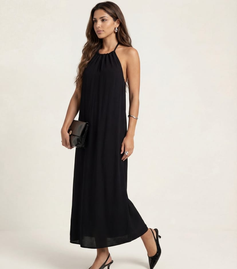Urban Bliss Women's Black Braided Neck Trim Maxi Dress Urban Bliss New Look - 1
