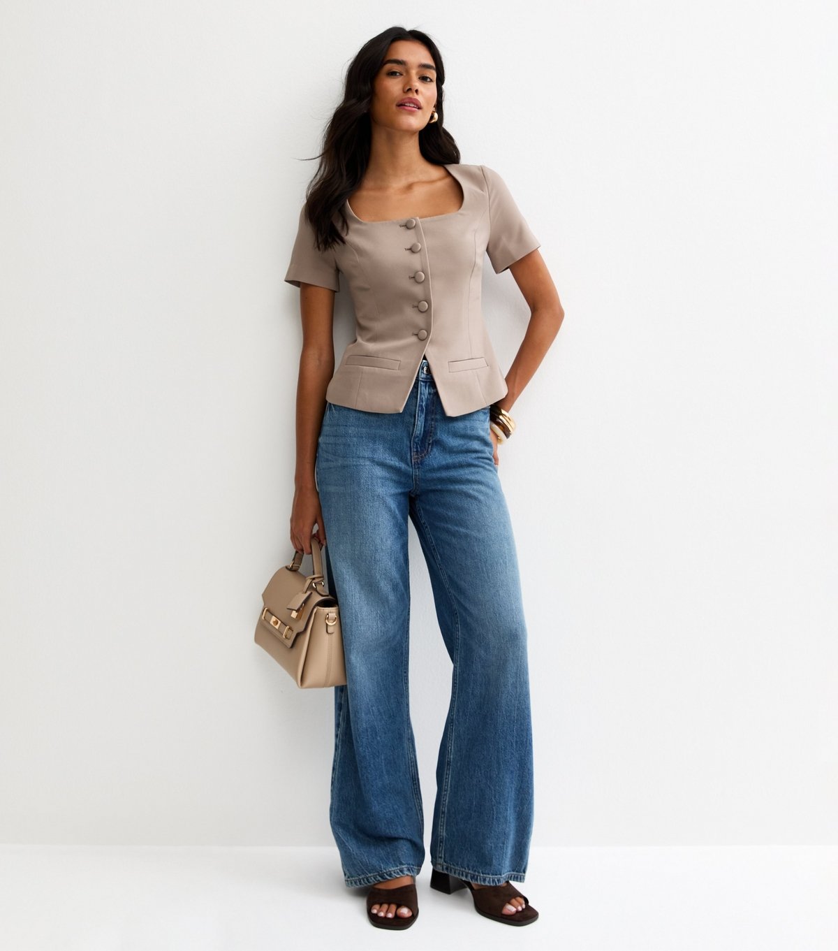 New Look Women's Mink Square Neck Short Sleeve Blazer New Look - 3