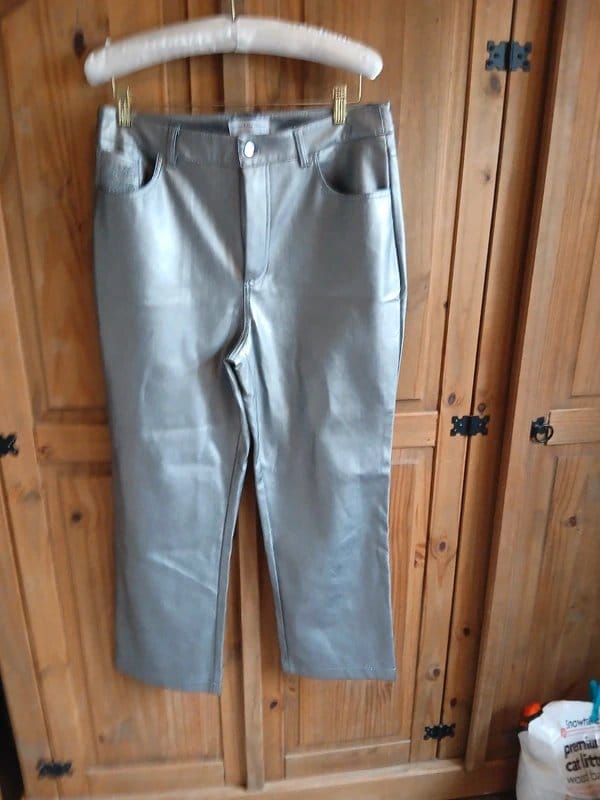 Never Fully Dressed Silver Vegan Leather Trousers