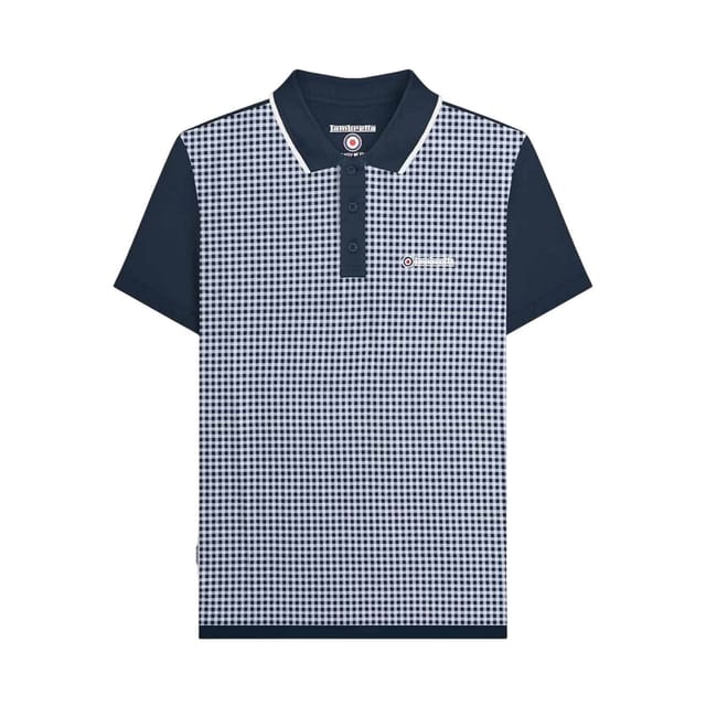 Lambretta Lambretta Men's Gingham Polo Shirt in Navy - 2