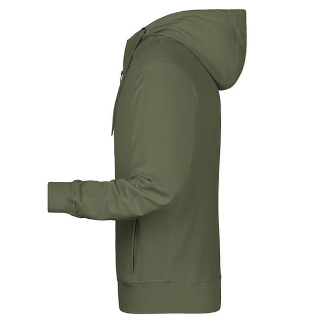 James and Nicholson James and Nicholson Men's Full Zip Hoodie in Olive - 3