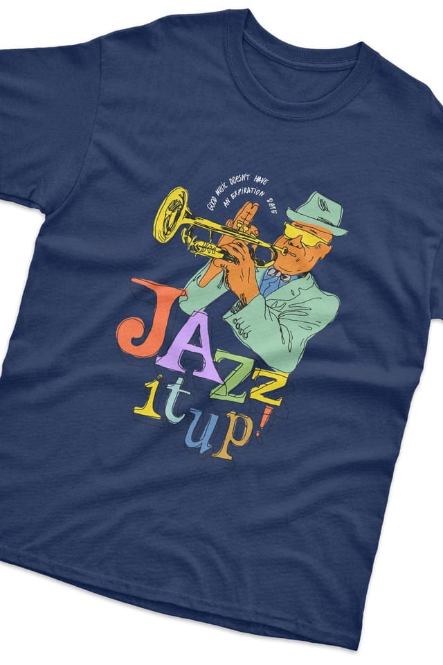 Bad Zebedee Bad Zebedee Men's Jazz It Up T-Shirt in Navy - 2