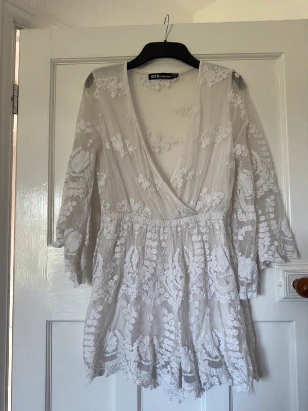 OMD White Lacy Playsuit