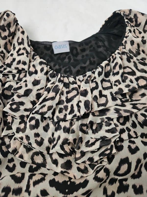 Oasis Vintage Ladies Oasis Animal Print Silk Dress Size 8