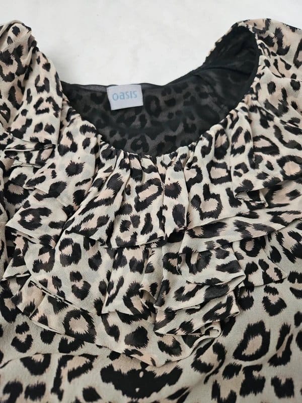 Oasis Multi Animal Print Silk Dress Size 8