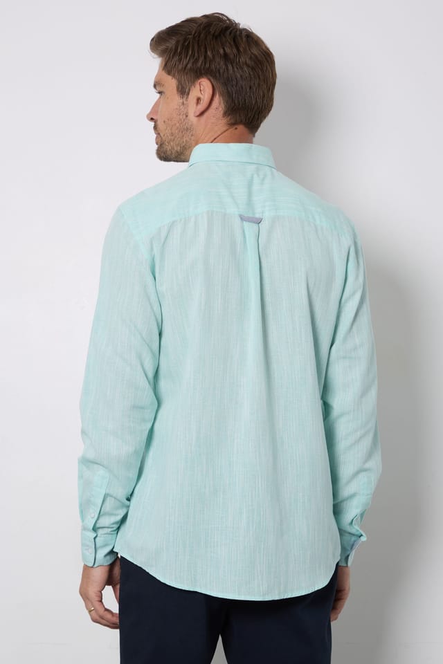 Maine Maine Men's Aqua Soft Stripes Long Sleeve Shirt Button Down Shirt - 3