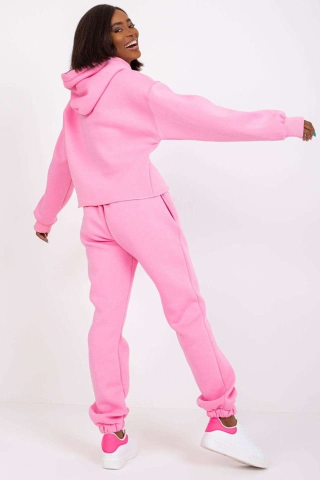 Love Lace Love Lace Women's Cotton Casual Hoodie & Sweatpants Set in Pink - 2