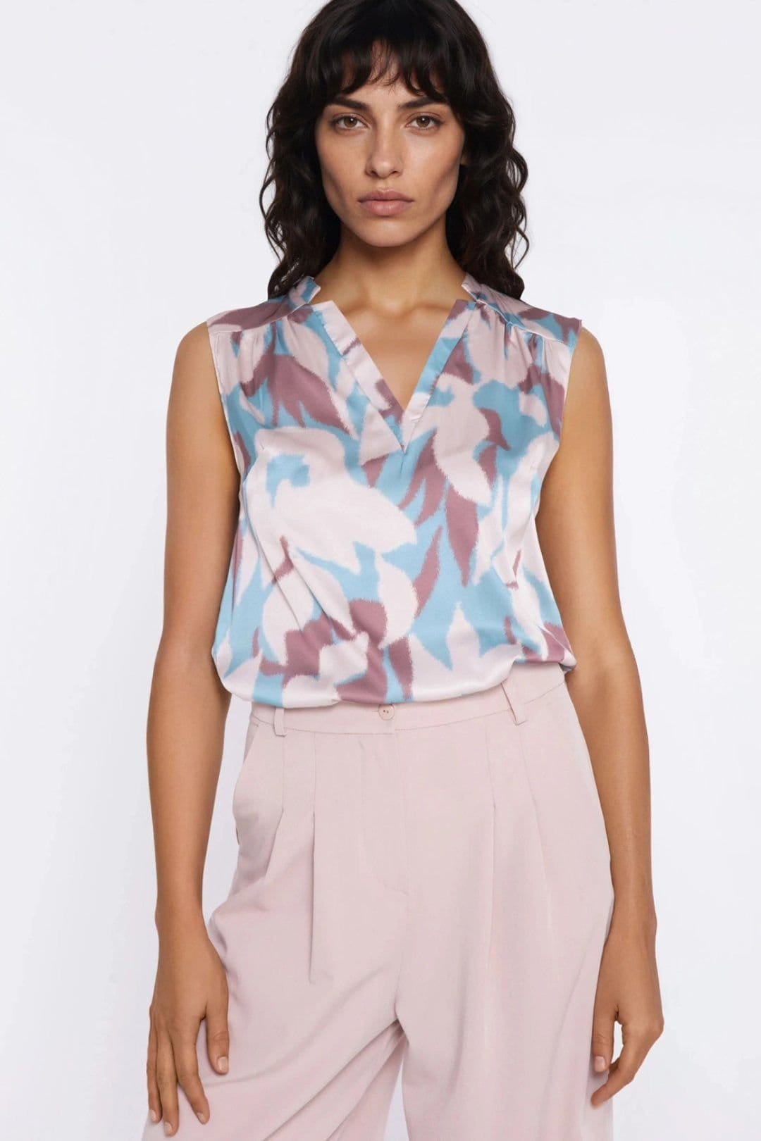 Love Lace Love Lace Women's Sleeveless V Neck Pleated Blouse - 4