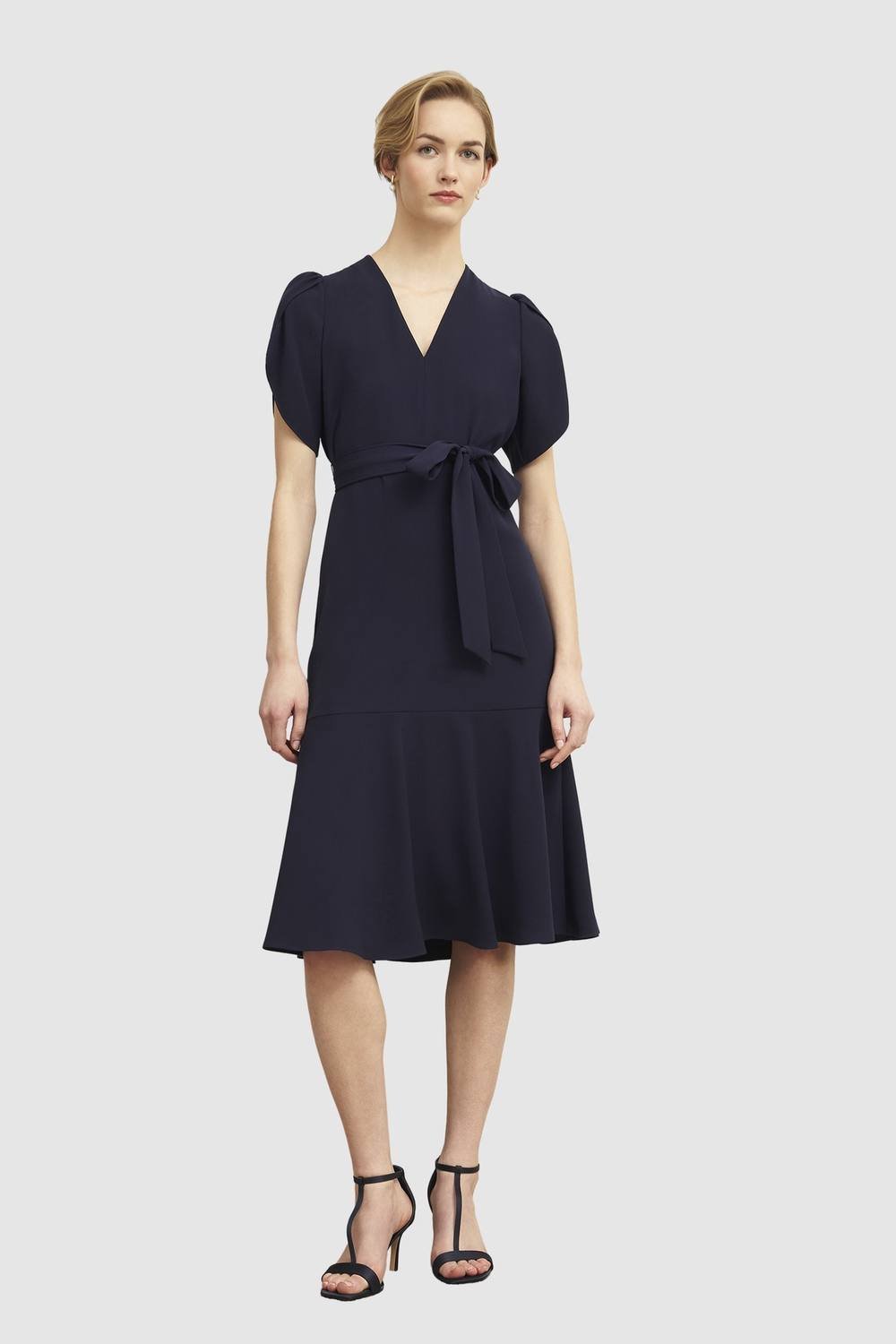 Hobbs London Hobbs London Women's Pricilla V-Neck Tie Midi Dress in Dark Navy - 3