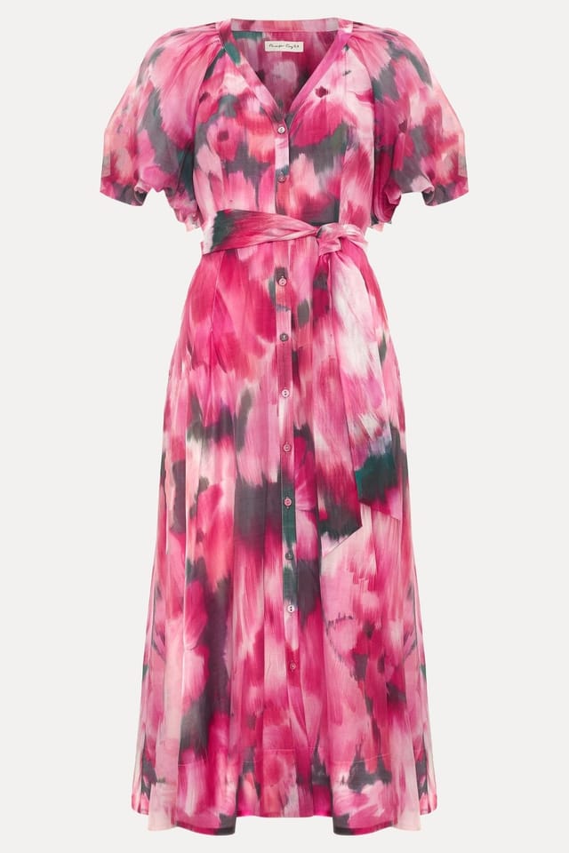 Phase Eight Phase Eight Women's Petite Caterina V-Neck Midi Dress in Fuchsia - 2