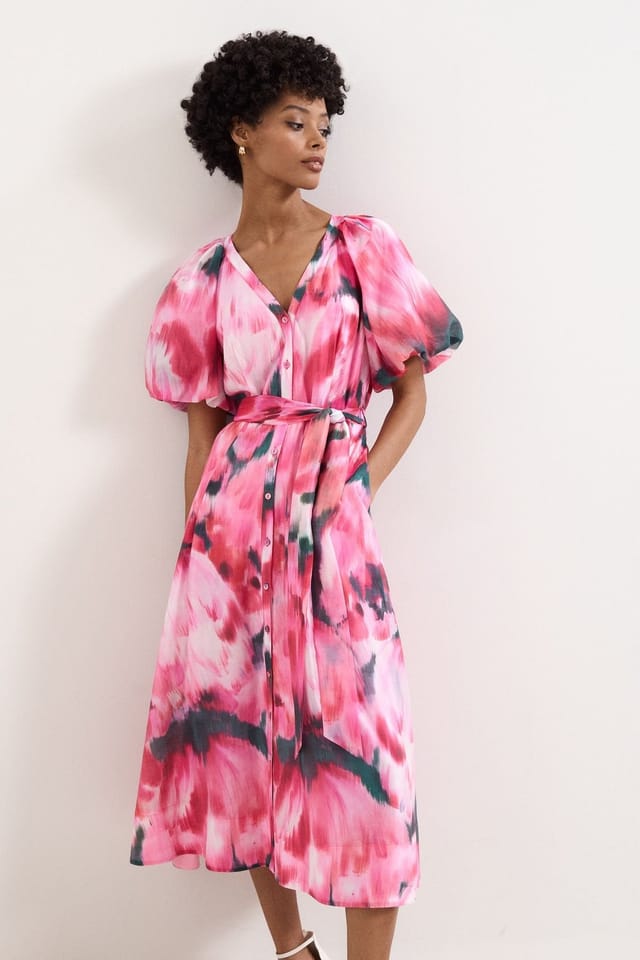 Phase Eight Phase Eight Women's Petite Caterina V-Neck Midi Dress in Fuchsia - 3